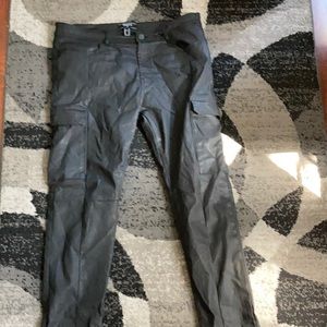 Leather style cargo pants